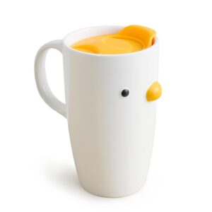 PURROOM Duck Coffee Mug with Lid, Travel Cup with Handle & Sealed Lid. 580ml Cute Chick Tall Cup, Safety Ceramic. Best Gifts for Coffee Lover.
