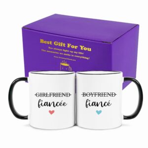 Boyfriend and Girlfriend Coffee Mug Gift Set,Fiance and Fiancee Couple Mug,Engagement Gifts for Couples Newly Engaged Him Her His Hers Mr Mrs Bride Groom Bridal Shower, Valentine's Day Gifts 11 OZ