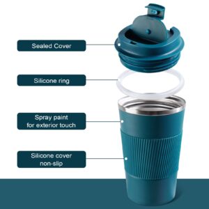 Vacuum Travel Mug,Insulated Coffee Mug Spill Proof Stainless Steel Coffee Tumbler Double Wall Leak-Proof Reusable Travel Thermos Cup with Splash-Proof Sliding Lid