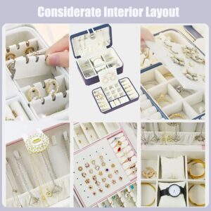FOREVERIE Premium Jewellery Box Organiser with Removable Tray for Women & Girls, PU Leather Necklace Earrings Rings Bracelets Bangles Storage Boxes Jewelry Organizer Cases with Two Layers Display