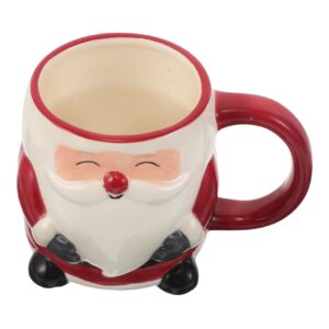 VICASKY Hand-Painted Glazed Ceramic Christmas Santa Mug with Handle Microwave Dishwasher Safe Holiday Coffee Tea Cup Festive American-Style Tableware for Women Adults Gift and Collectible