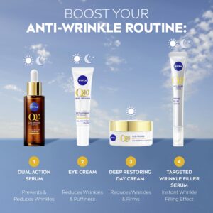 NIVEA Q10 Anti-Wrinkle Nourishing Day Cream SPF 15 50ml | Anti-Ageing Face Moisturiser | With Q10 & Argan Oil | Lasting 24-Hour Nourishment | Firms Skin | Reduces Signs of Aging