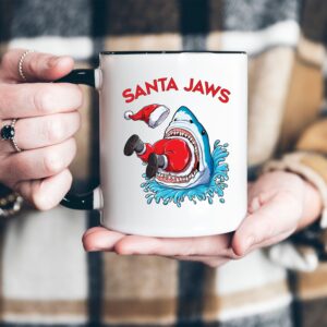 AdamLongStore Funny Christmas Mug - Santa Jaws Christmas Accent Mug - Funny Holiday Mug- Christmas Santa Gift - Merry Sharkmas Xmas Holiday 11oz