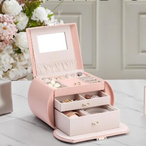 Vlando Princess Style Jewellery Box from Netherlands Design Team, Christmas or Birthday Gift Girls Age 9-12, Jewellery Organiser Boxes for Necklace Earring Ring Bracelet - Pink