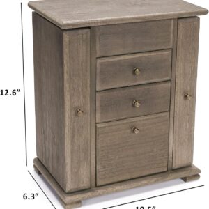 Jewelry Box for Women, Rustic Wooden Jewelry Boxes & Organizers with Mirror, 4 Layer Jewelry Organizer Box Display for Rings Earrings Necklaces Bracelets (Weathered Gray)