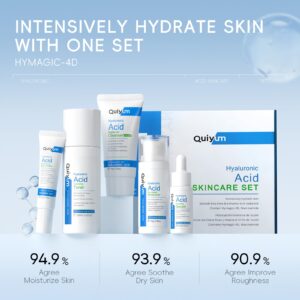 Hyaluronic Acid Face Skin Care Set, Hydrated Skincare Set, with Moisturizer, Eye Cream, Cleanser, Toner, Serum, Great Gifts for Women, Mom on Valentine's Day, Mother's Day, Birthdays, Hydrating Skin