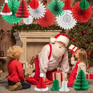 ZANZER Christmas Decorations Set, 16pcs Snowflake Paper Fans Honeycomb Ball Christmas Trees Bell Party Decoration for Xmas Christmas Winter Festival New Year Home Party Decoration