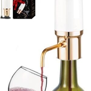 Thirdtms Electric Wine Aerator Pourer, Automatic Wine Aerator dispenser,Wine Decanter Pump with Retractable Tube, Portable USB Rechargeable Wine Dispenser, Wine Gifts for Women White, EWA2.0