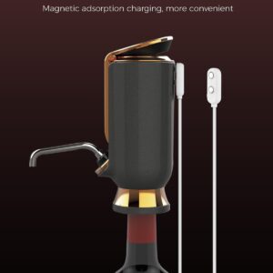 Newise Luxurious 3-in-1 Electric Wine Aerator, Decanter, Dispenser & Vacuum Pump. Touch Screen LED Display - Wine Preservation System with Temp Monitor, Gift for Wine Lovers Women Men (Black)
