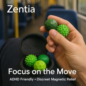 Zentia Fidget Toys – Magnetic Balls (4-Pack) | Sensory Toys for Adults, Anxiety Relief, Office Desk Gadgets | Includes Premium Travel Case | 4 Unique Textures, Gifts for Men Under 30