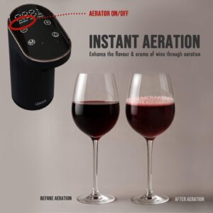 Lenoxx Instant Wine Aerator & Dispenser with Adjustable Silicone Bottle Adapters, Digital Display, Multiple Dispensing Modes, Memory Function & USB Rechargeable
