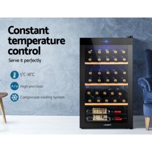 Devanti Wine Cooler Mini Fridge Organiser Compressor Fridges Tools & Gadgets Rack 34 Bottles Storage Cellar Coolers Bucket Beverage Chiller Bar Drink Dispenser Ice Chest Soda Compact Refrigerator