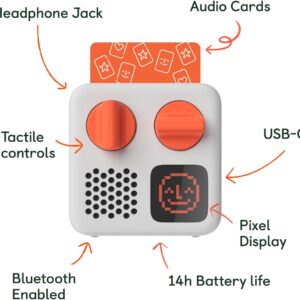Yoto Mini (2024 Edition) + Make Your Own Card – Kids Screen-Free Bluetooth Audio Player, All-in-1 Travel Device Plays Stories Music Podcast Radio Ok-to-Wake Clock, Use as Speaker or with Headphones
