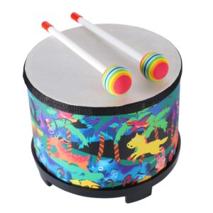Floor Tom Drum for Kids 8 inch Montessori Percussion Instrument Music Drum Toys with 2 Mallets for Baby Children Special Christmas Birthday Gift