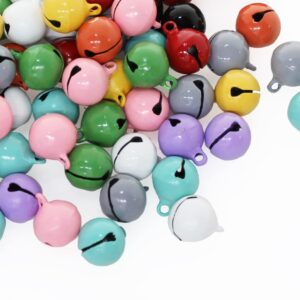 100Pcs Jingle Bells, BetterJonny 14mm Small Craft Bells 10 Sweet Colors Metal Bells Pet Bells for DIY Christmas Party Decorations and Jewelry Making