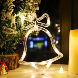 Yaberry Grove 8pcs Christmas Window Decoration Lights,Light Up Battery Operated Silhouette Lights Bell Tree Deer Snowflake Star Santa Claus Moon Shaped with Suction for Xmas Party Gift Indoor Décor