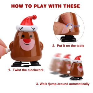 EEOCWF 15pcs Christmas Wind Up Toys for Kids, Christmas Stocking Stuffers, Christmas Tree Santa Claus Clockwork Toys, Classes Gifts Kids Christmas Party Favors Goody Bag Filler