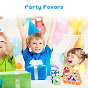 Ganowo 24 Pack Fidget Snake Cube, Mini Twist Puzzle Party Bag Fillers Toys for Kids Teens Birthday Party Favors Supplies, Random Colors