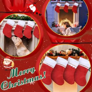 15 Pack Christmas Stockings,iDopick 15 Inch Felt Red Christmas Santa Stockings Hanging Nonwoven with Gold Trim for Family Holiday Christmas Tree Fireplace Window Decorations