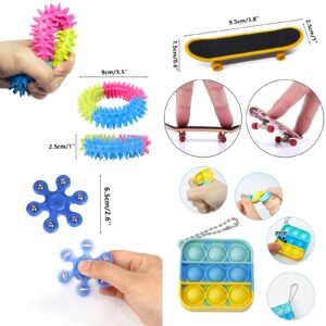 ZCOINS Fidget Toy Pack, Fidget Dice Infinity Speed Cube Spiky Sensory Ring Pop Keychain Finger Spinner Skateboard Toys Finger Toy Party Favors