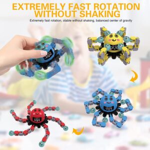 Transformable Fidget Spinner Toys, 3 Pack Fun Cartoon Face Swap Fingertip Spinner, Glow in The Dark, Deformable DIY Mechanical Chain Robot Fingertip Gyros, Decompression Gifts for Kids and Adults