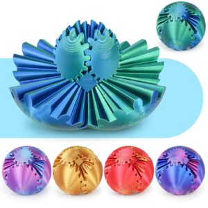 Minleway Gear Ball 3D Printed Spin Ball or Cube Fidget Toy,Gear Sphere Fidget Toy,Fidget Ball Gear Toy for Stress and Anxiety Relief, Stress Ball GearSphere Desk Toy for Adults & Kids(Blue Green,8CM)
