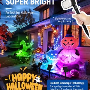 Solar Spot Lights Outdoor, 9 Lighting Modes RGB, Solar Lights Outdoor Waterproof IP65, 63 LED Landscape Spotlights for Holiday Decorations