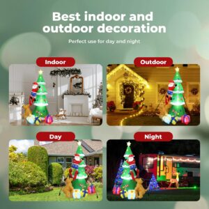 Santaco Christmas Inflatable Xmas Blow Up Tree Decoration Built-in Fan 15 LED Light, Indoor & Outdoor, Lighted Star Treetop,for Holiday Party Gifts, Yard, Lawn, Backyard, Home Garden Decor, 240CM