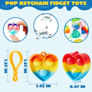 JOYIN Heart Pop Fidget Keychain Pop Fidget Toys Bulk 30 Pack Party Favors for Kids 4-8,8-12 Years, Goodie Bag Stuffers Mini Pop Keychain for Classroom Prizes Birthday Sensory Toys Gifts