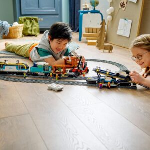 LEGO® City Freight Train Building Kit (1153 pcs) Powered Up Remote or App Controlled Toy Train Set with 33 Track Pieces, Locomotive, Flatcar, Open Wagon, for Kids Ages 7+ & Train Enthusiasts 60336