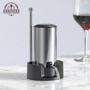 ANNIVERS Electric Wine Decanter Automatic Wine Aerator Dispenser Pourer, USB-C Rechargeable Storage Base Stainless Steel Tube One-Touch Pump for All Btls, Aérateur Distributeur de Vin Électrique
