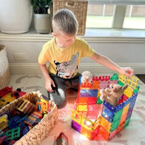 60 PCS Magnetic Building Tiles Kids Toys STEM Magnetic Blocks Sensory Kids Games Magnet Building Blocks for Boys and Girls Aged 3+, Brain Development Preschool Kindergarten Toddler Toys